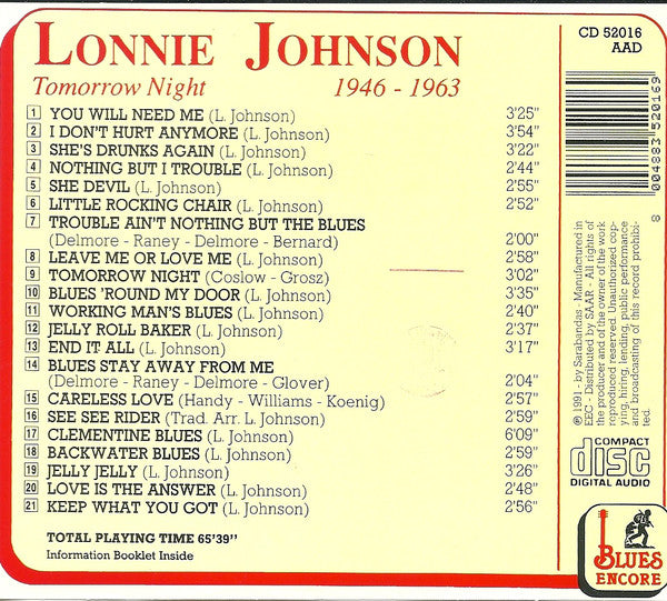 Lonnie Johnson (2) - Tomorrow Night (CD) Image