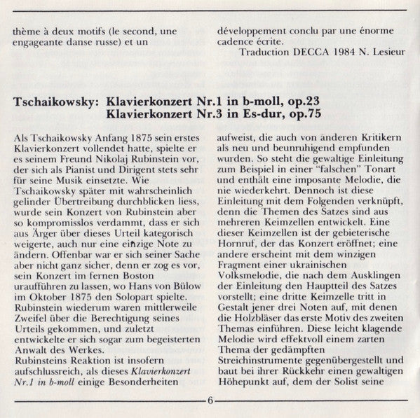 Pyotr Ilyich Tchaikovsky, Victoria Postnikova, Gennadi Rozhdestvensky - Piano Concertos Nos. 1 & 3 (CD) Image