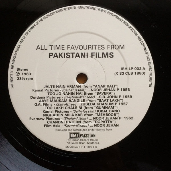 Various - All Time Favourites From Pakistani Films (Vinyl)