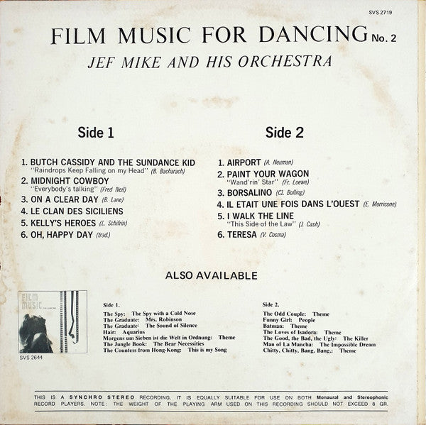 Jef Mike And His Orchestra - Film Music For Dancing No. 2 (Vinyl)