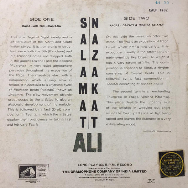Ustad Nazakat Ali Khan & Ustad Salamat Ali Khan - Abhogi Kanada â€¢ Thumree (Vinyl) Image