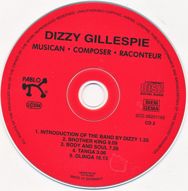 Dizzy Gillespie - Musician-Composer-Raconteur (CD) (2 CD) Image
