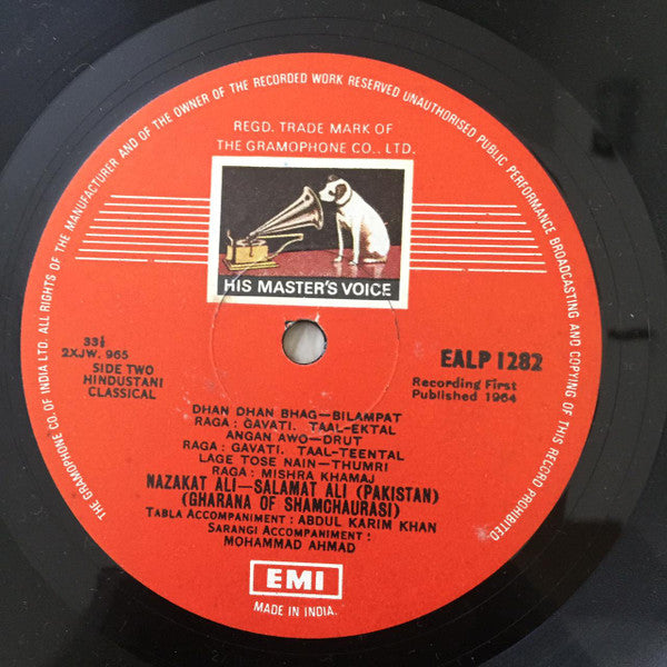 Ustad Nazakat Ali Khan & Ustad Salamat Ali Khan - Abhogi Kanada â€¢ Thumree (Vinyl) Image
