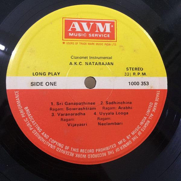 A.K.C. Natarajan - Clarionet - Instrumental (Vinyl)