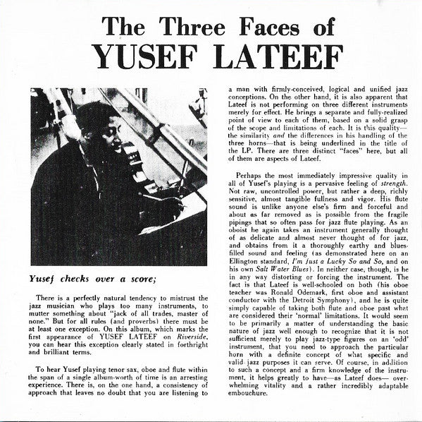 Yusef Lateef - The Three Faces Of Yusef Lateef (CD) Image