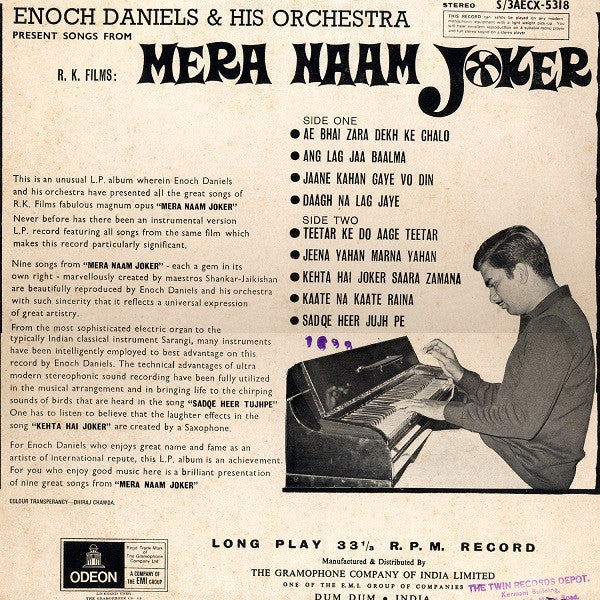 Enoch Daniels And His Orchestra - Songs From Mera Naam Joker (Vinyl)