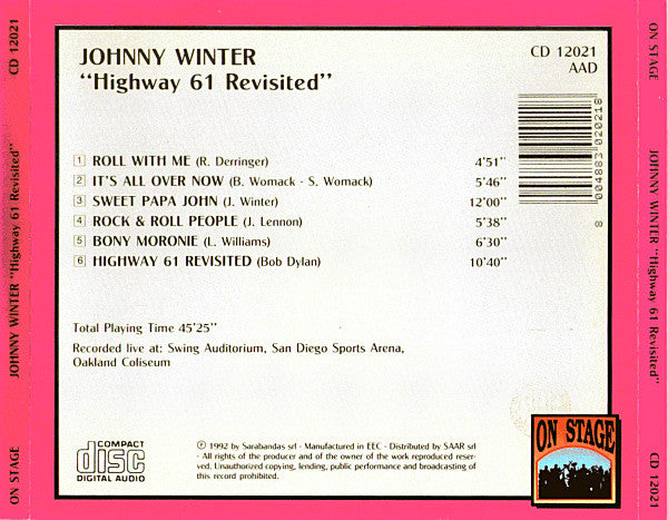 Johnny Winter - Highway 61 Revisited (CD) Image