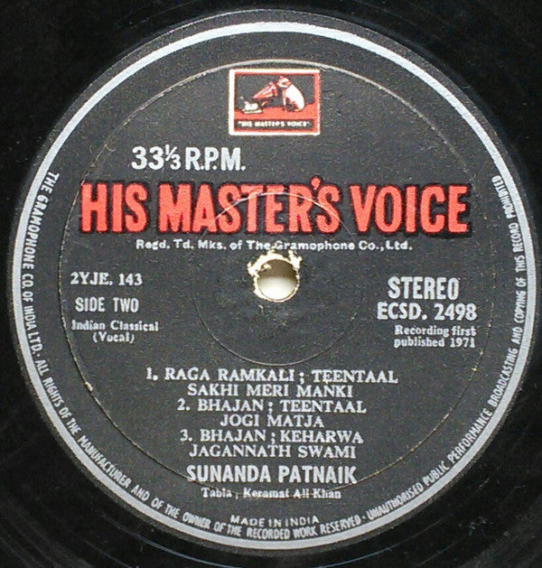 Sunanda Patnaik - Raga Jayjayanti, Ramkeli  (Vinyl)