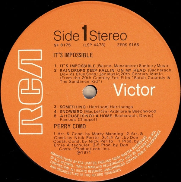 Perry Como - It's Impossible (Vinyl) Image