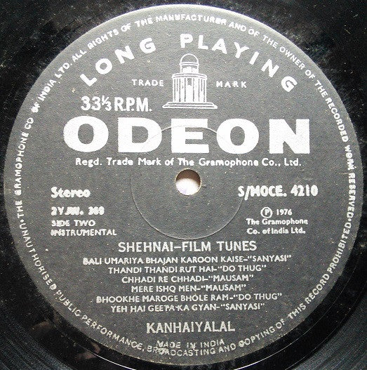 Kanhaiyalal - Shehnai / Film Tunes (Vinyl) Image