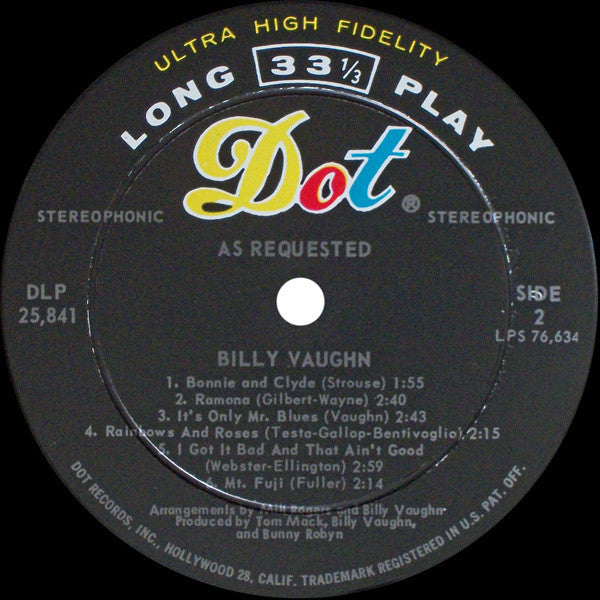 Billy Vaughn - As Requested (Vinyl) Image