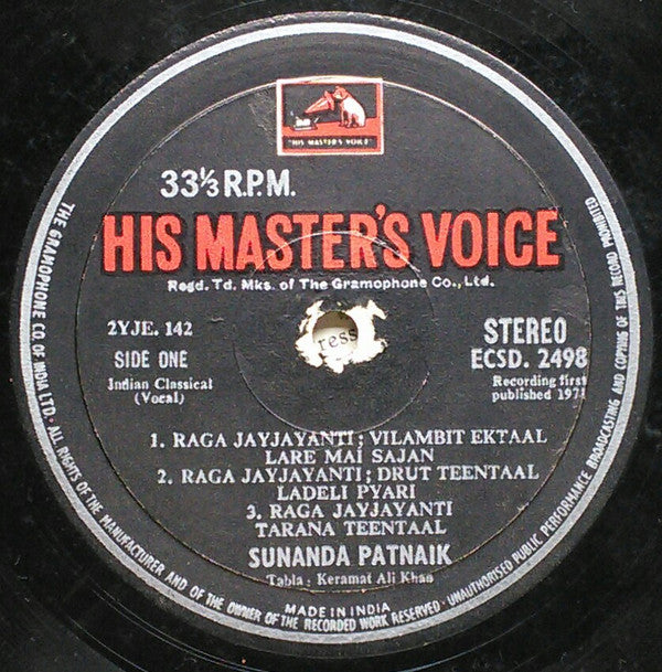 Sunanda Patnaik - Raga Jayjayanti, Ramkeli  (Vinyl)