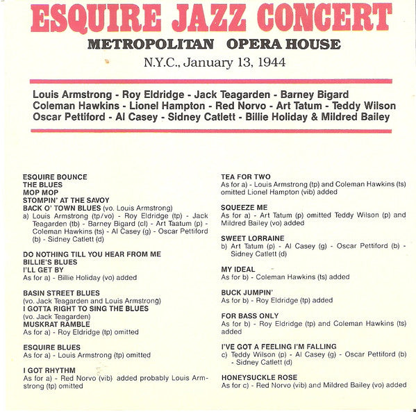 Esquire All Stars - Esquire Jazz Concert (CD) Image