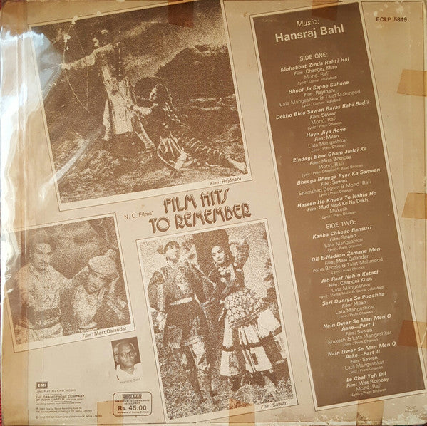 Hansraj Behl - Film Hits to Remember (Vinyl) Image