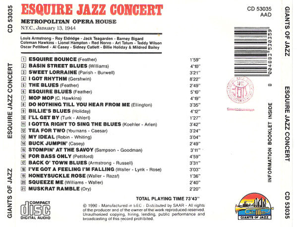 Esquire All Stars - Esquire Jazz Concert (CD) Image