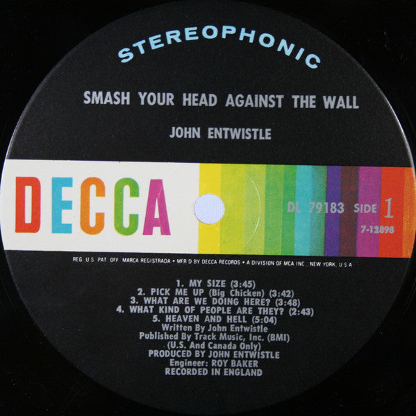 John Entwistle - Smash Your Head Against The Wall (Vinyl) Image