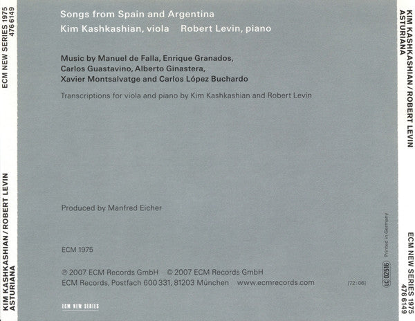 Kim Kashkashian / Robert Levin - Asturiana: Songs From Spain And Argentina (CD)
