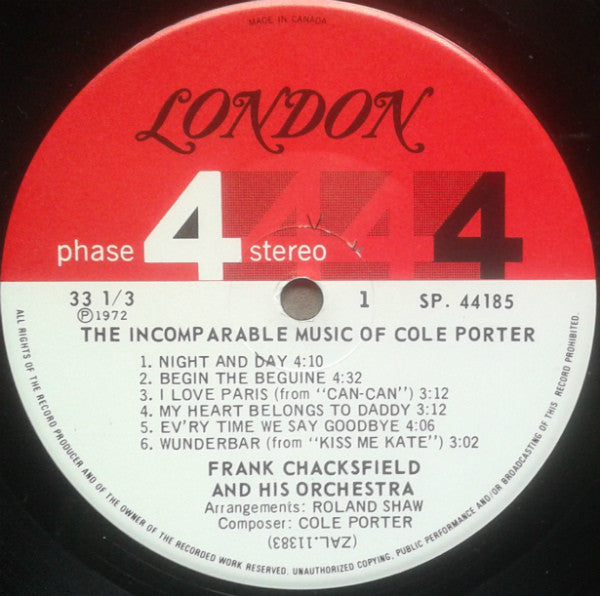 Frank Chacksfield & His Orchestra - The Music Of Cole Porter (Vinyl) Image