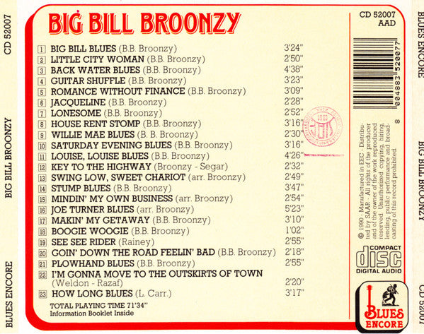 Big Bill Broonzy - House Rent Stomp (CD) Image