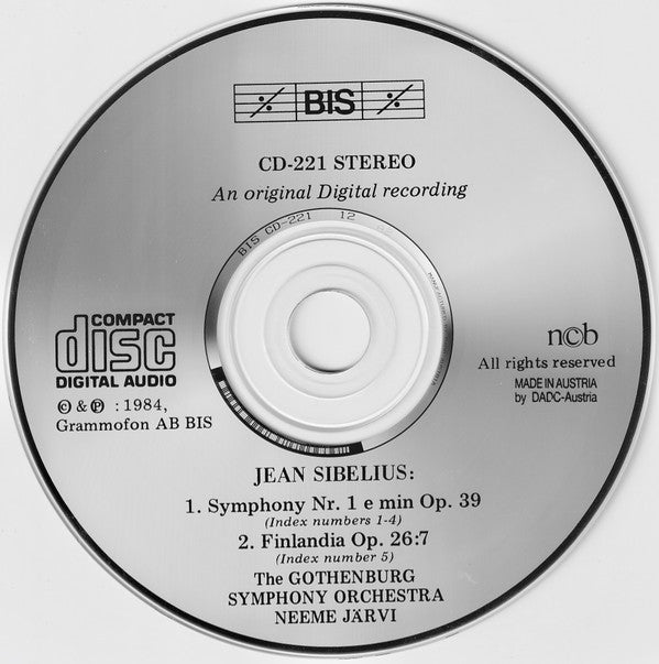 Jean Sibelius, GÃ¶teborgs Symfoniker / Neeme JÃ¤rvi - Symphony Nr. 1 E Minor Op. 39 / Finlandia Op. 26:7 (CD) Image