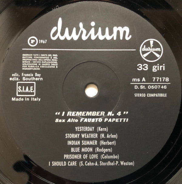 Fausto Papetti - I Remember N.4 (Vinyl) Image