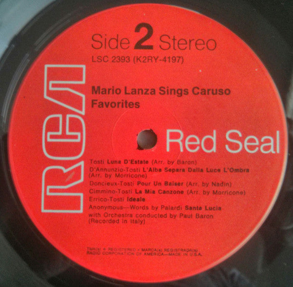 Mario Lanza - Sings Caruso Favorites (Vinyl) Image