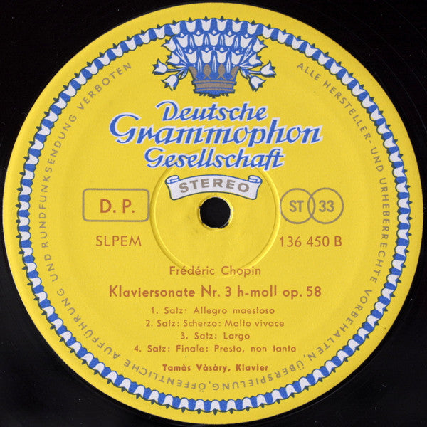 FrÃ©dÃ©ric Chopin ; TamÃ¡s VÃ¡sÃ¡ry - Piano Sonatas No. 2 In B-flat Minor and No. 3 In B Minor (Vinyl) Image