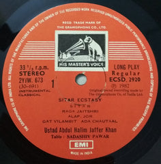 Abdul Halim Jaffer Khan - Sitar Ecstasy (Vinyl) Image