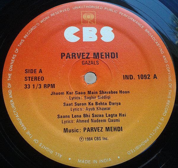 Parvez Mehdi - Live Concert In London - Parvez Mehdi - Ghazals To Remember (Vinyl)