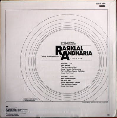 Rasiklal Andharia - Classical Vocal (Vinyl) Image