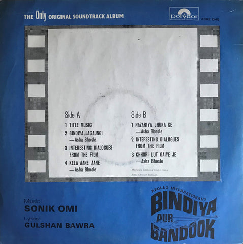 Sonik-Omi, Gulshan Bawra - Bindiya Aur Bandook (Vinyl)