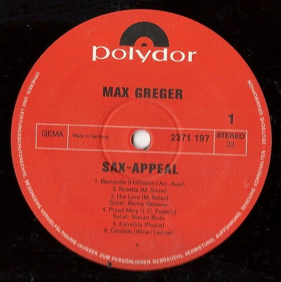 Max Greger Und Sein Orchester - Sax-Appeal (Vinyl) Image