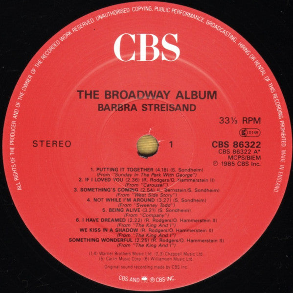 Barbra Streisand - The Broadway Album (Vinyl) Image