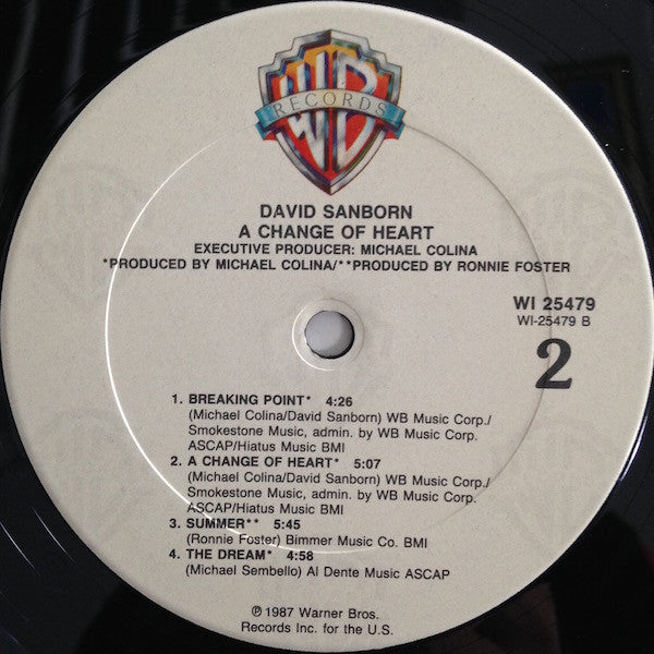 David Sanborn - A Change Of Heart (Vinyl) Image