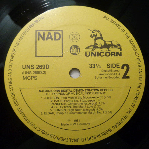 Various - Sounds Of Musical Instruments - NAD / Unicorn Digital Demonstration Record (Vinyl) Image