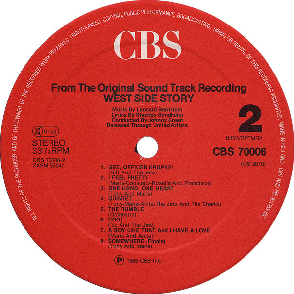 Various - West Side Story (The Original Sound Track Recording) (Vinyl) Image