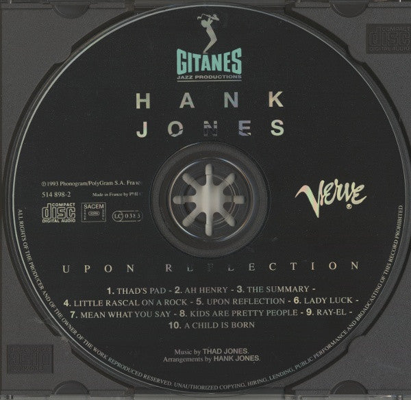 Hank Jones with Elvin Jones and George Mraz - Upon Reflection - The Music Of Thad Jones (CD) Image