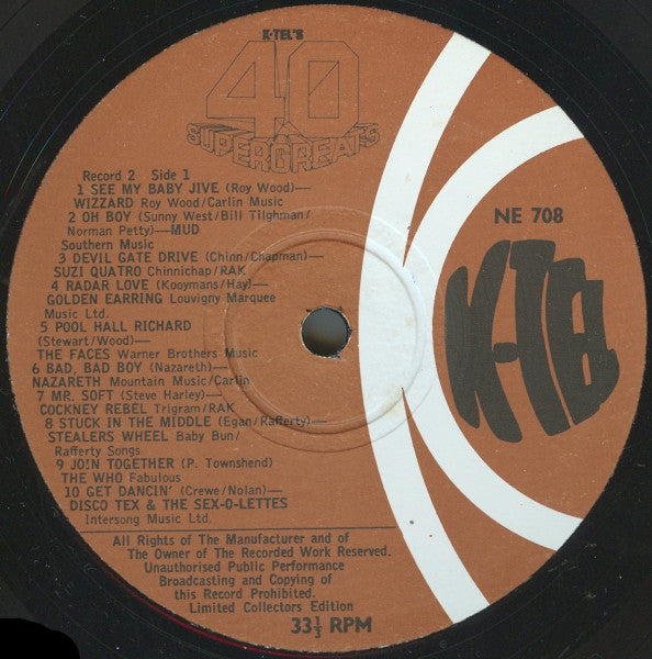 Various - K-Tel's 40 Super Greats (Vinyl) (2 LP) Image