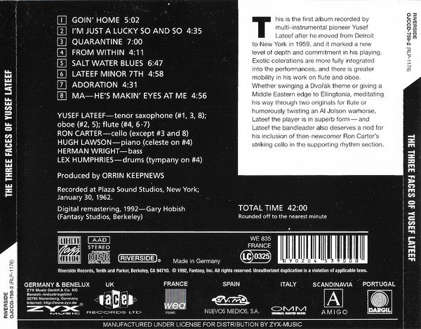 Yusef Lateef - The Three Faces Of Yusef Lateef (CD) Image