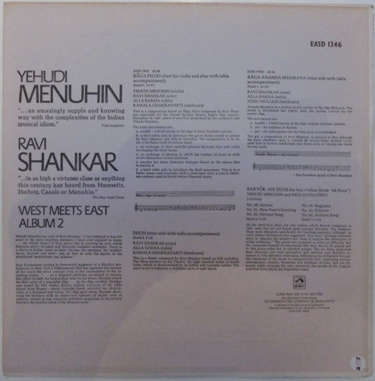 Yehudi Menuhin & Ravi Shankar - West Meets East Album 2 (Vinyl)