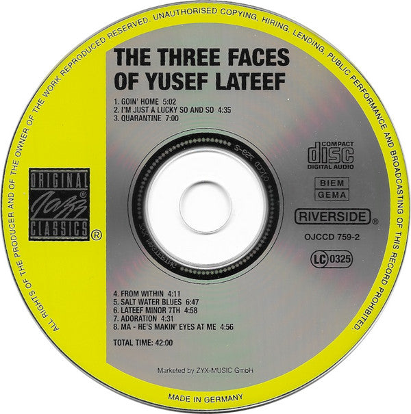 Yusef Lateef - The Three Faces Of Yusef Lateef (CD) Image
