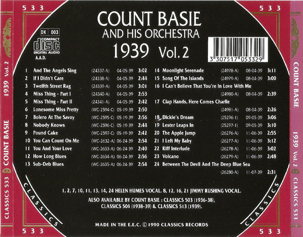 Count Basie Orchestra - 1939 Vol. 2 (CD) Image