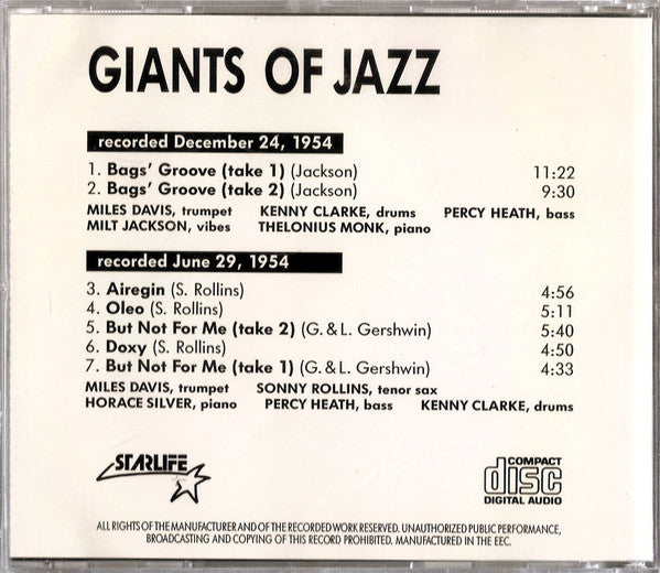 Miles Davis - Giants Of Jazz (CD) Image