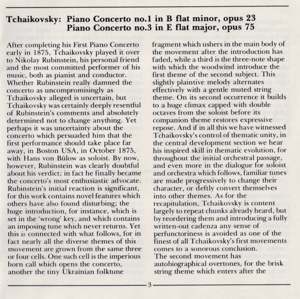 Pyotr Ilyich Tchaikovsky, Victoria Postnikova, Gennadi Rozhdestvensky - Piano Concertos Nos. 1 & 3 (CD) Image