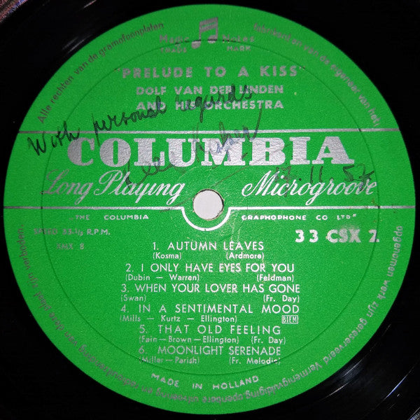 Dolf Van Der Linden and His Orchestra - Prelude To A Kiss (Vinyl) Image