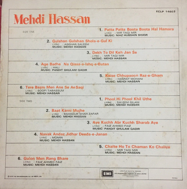 Mehdi Hassan - Ghazals (Vol II) (Vinyl)