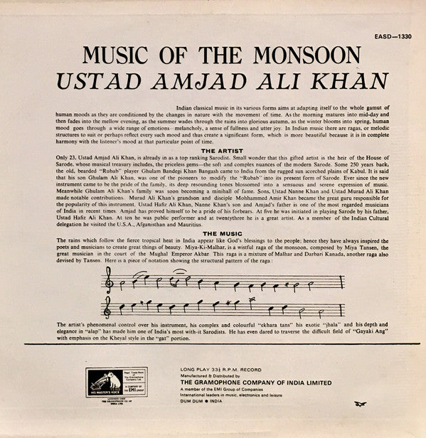 Amjad Ali Khan - Music Of The Monsoon (Vinyl)