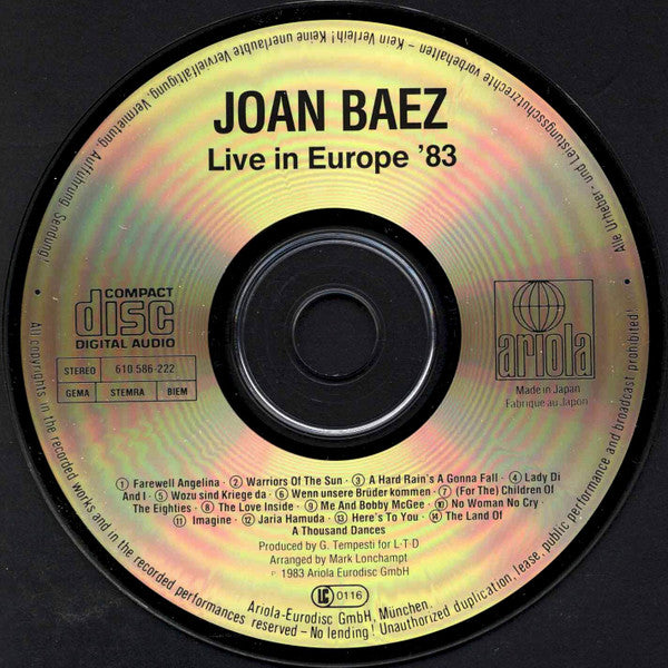 Joan Baez - Live Europe 83 - Children Of The Eighties (CD)