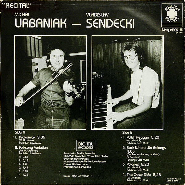 MichaÅ‚ Urbaniak - WÅ‚adysÅ‚aw Sendecki - Recital (Vinyl) Image
