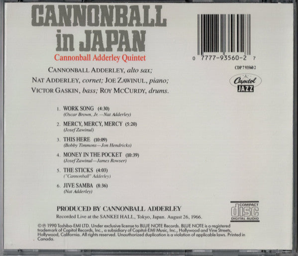 Cannonball Adderley Quintet, The - Cannonball In Japan (CD) Image